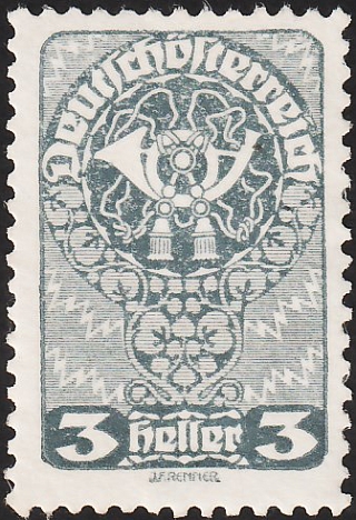 Австрия 1919 год . Почтовый рожок .